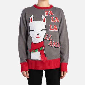 Matching Human Ugly Christmas Sweater  -  Fa La La Llama Festive Holiday Sweater - S