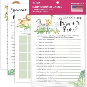 Spanish Baby Shower Games | Set of 40 | Party Supplies - Jungle Animals